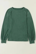 Lace Sleeve Textured Top for Women