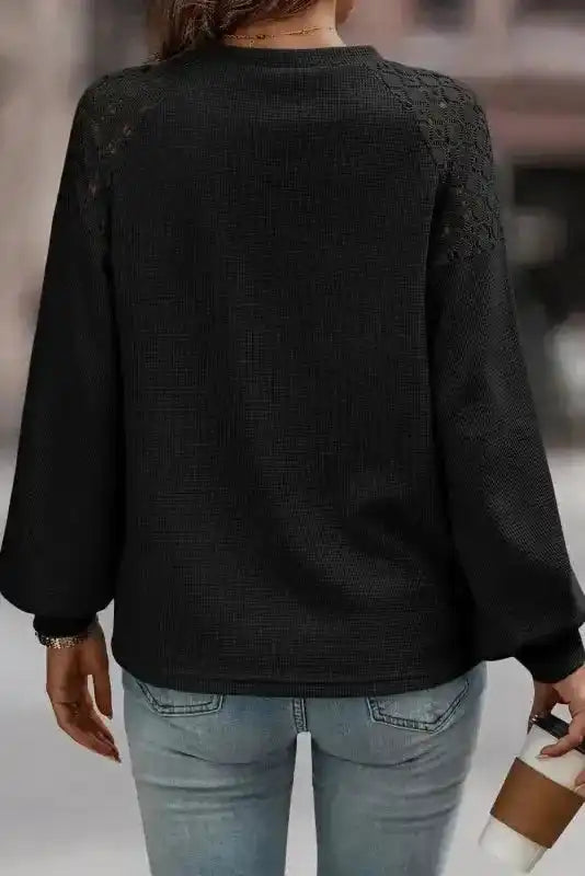 Lace Sleeve Textured Top for Women