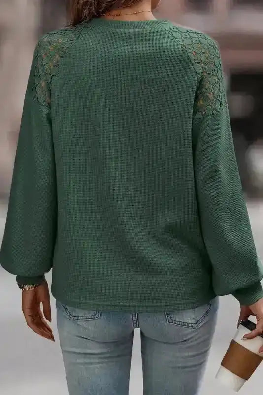 Lace Sleeve Textured Top for Women
