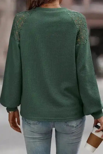 Lace Sleeve Textured Top for Women