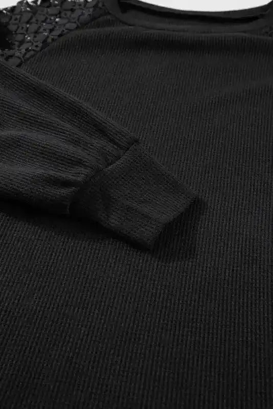 Lace Sleeve Textured Top for Women