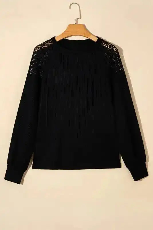 Lace Sleeve Textured Top for Women