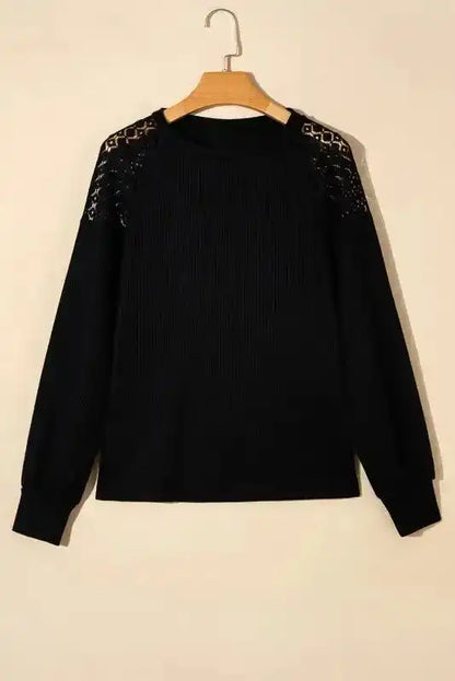 Lace Sleeve Textured Top for Women