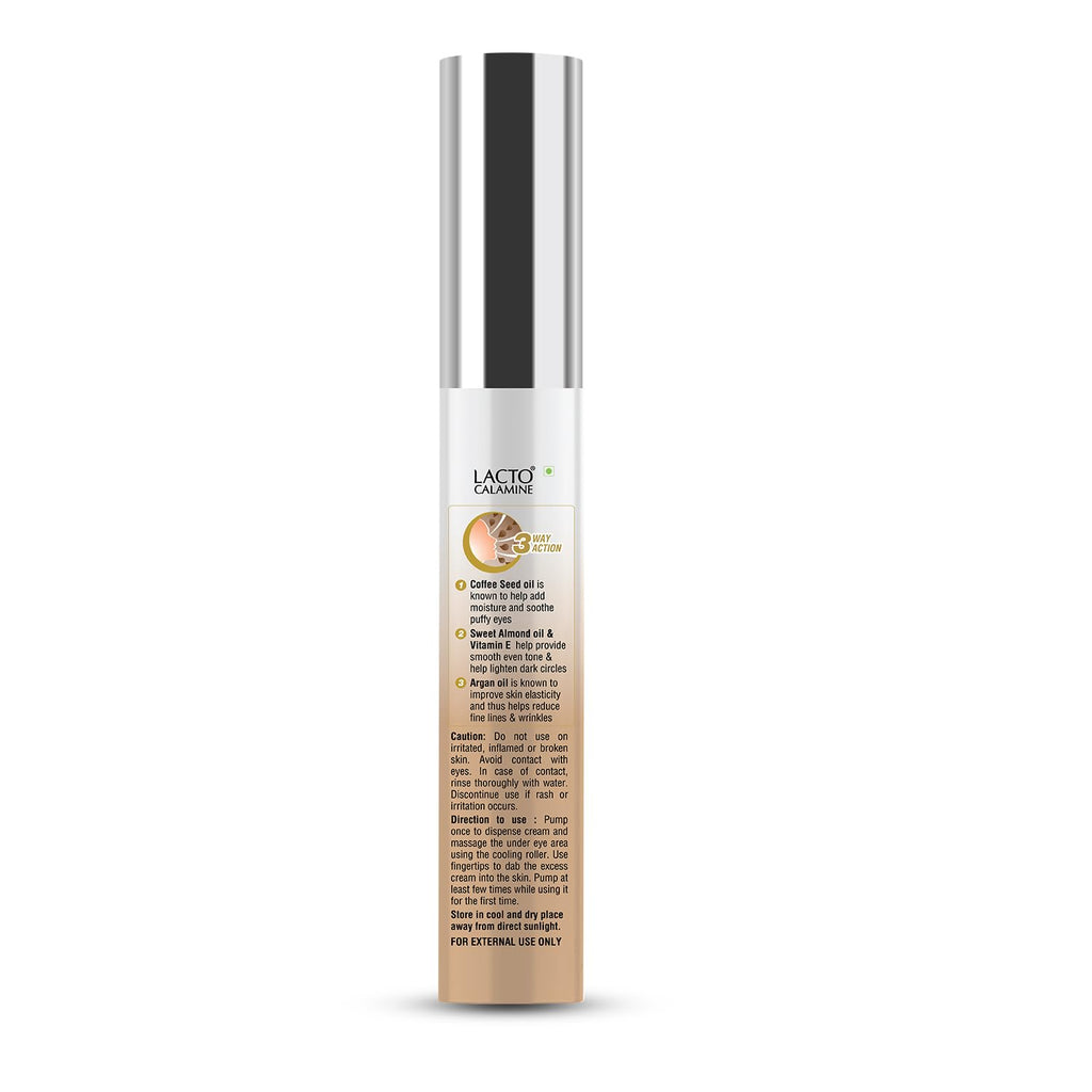 Lacto Calamine Under Eye Cream for Dark Circles – Cooling Roller (15g) with Coffee Oil, Niacinamide & Vitamin E