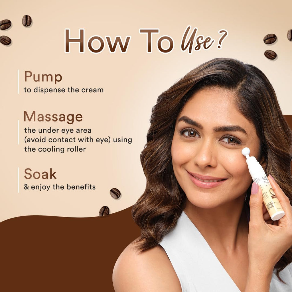 Lacto Calamine Under Eye Cream for Dark Circles – Cooling Roller (15g) with Coffee Oil, Niacinamide & Vitamin E
