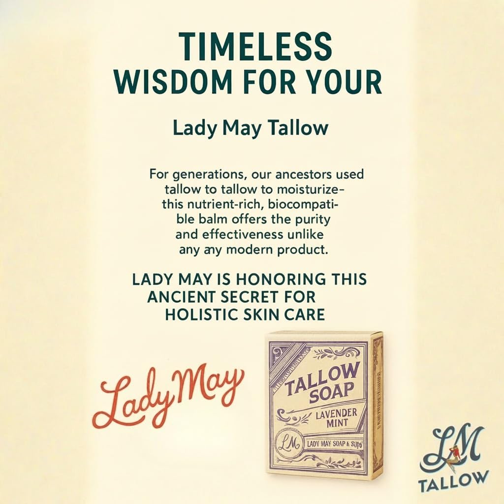 Lady May Tallow Beef Tallow Soap 3 Pack – Lavender Mint & Unscented (USA Made)