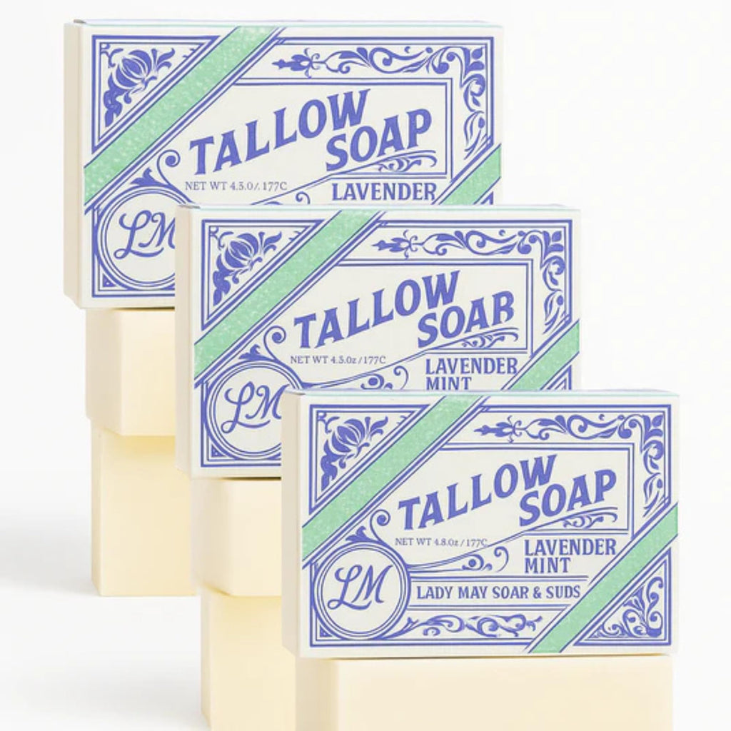 Lady May Tallow Beef Tallow Soap 3 Pack – Lavender Mint & Unscented (USA Made)