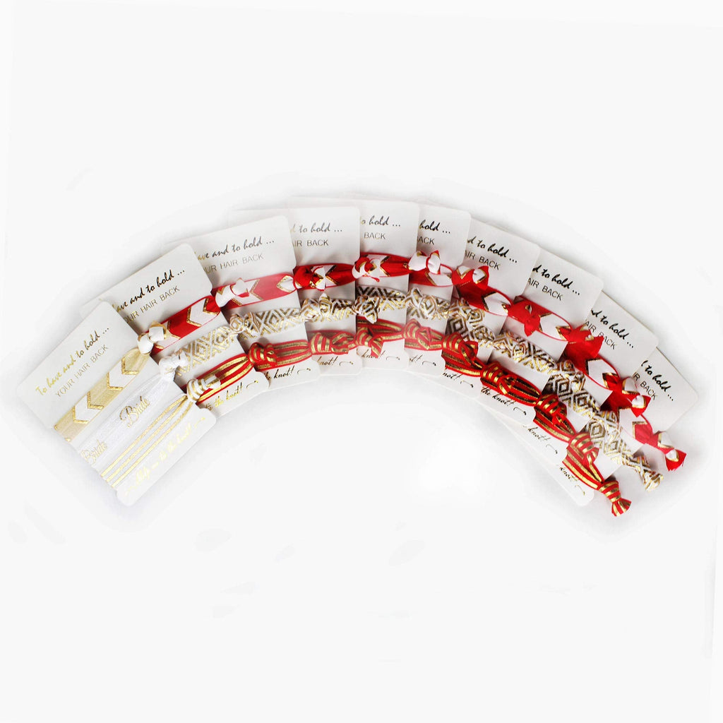 LADY&HOME Bride Tribe Hair Tie – 30 Count in Wine Red for Bachelorette Party Gifts