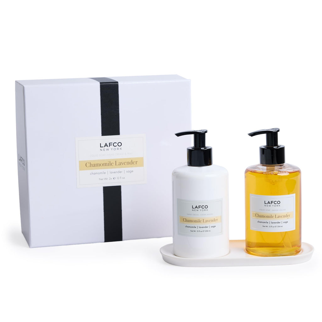 LAFCO New York Hand Care Trio – Chamomile Lavender | Soap, Cream & Ceramic Tray | Made in Italy
