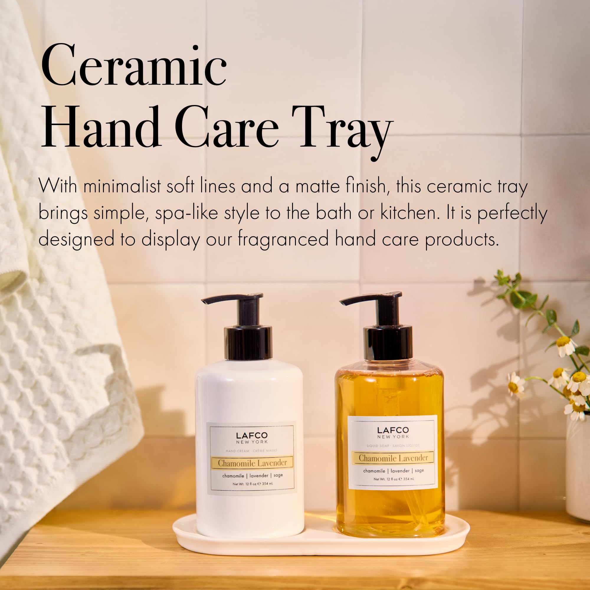 LAFCO New York Hand Care Trio – Chamomile Lavender | Soap, Cream & Ceramic Tray | Made in Italy
