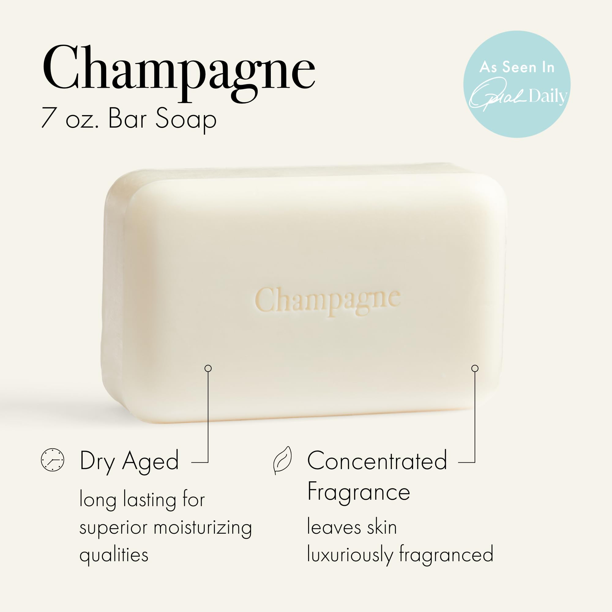LAFCO New York Champagne Bar Soap – Ultra-Hydrating 7 oz, All Skin Types, Made in Europe