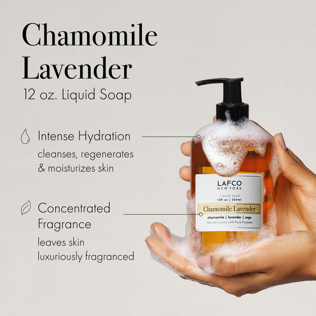 LAFCO New York Chamomile Lavender Liquid Soap – 2-Pack (12 oz each) | Hypoallergenic, Plant-Based, Cruelty-Free, Made in Italy