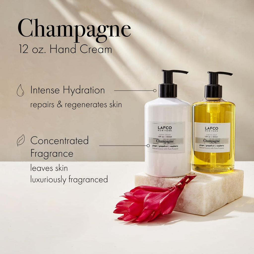 LAFCO New York Champagne Hand Cream – 12 oz | Hydration, Hypoallergenic, Plant-Based, Synthetic-Free, Made in Italy