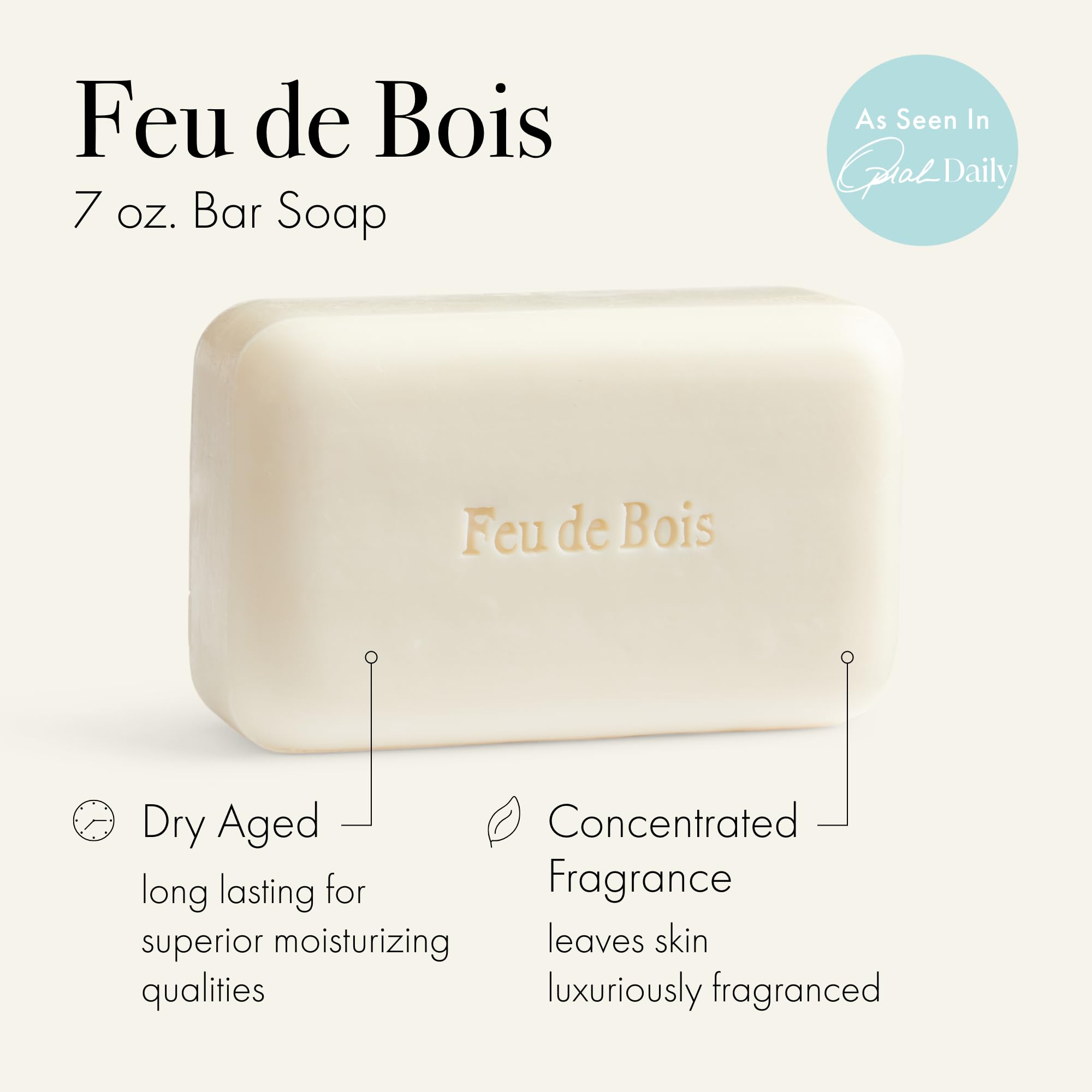 Feu de Bois Bar Soap by LAFCO New York – Ultra-Hydrating, Natural Formula, 7 oz, Made in Europe