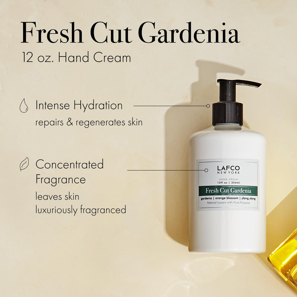 LAFCO New York Fresh Cut Gardenia Hand Cream, 12 oz – Hypoallergenic & Cruelty-Free