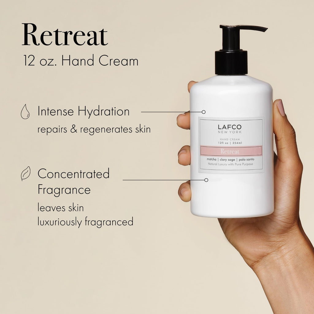 LAFCO New York Hand Cream Retreat 12 oz – Hydration, Hypoallergenic, Made in Italy