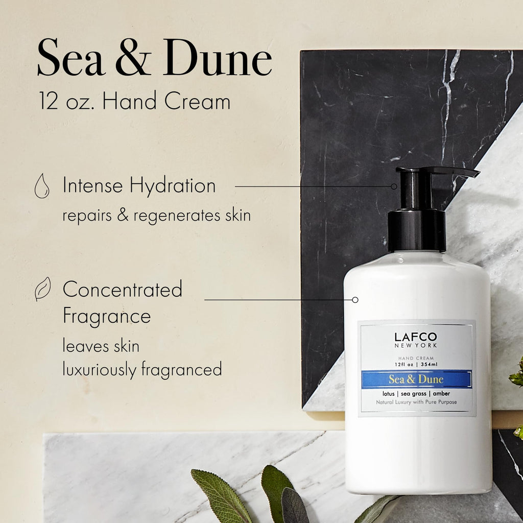 LAFCO New York Sea & Dune Hand Cream – 12 oz | Hydrating, Hypoallergenic, Made in Italy