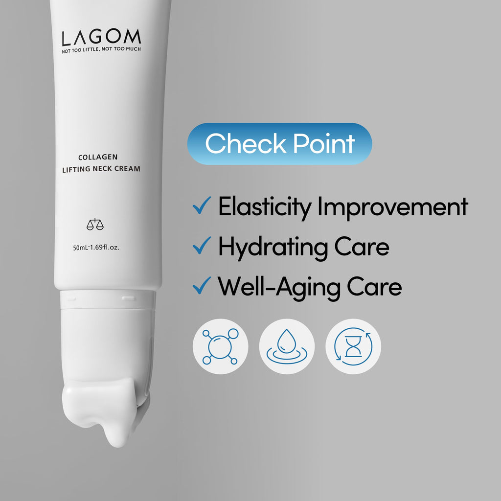 LAGOM Collagen Lifting Neck Cream with Massage Roller – Neck & Jawline Care