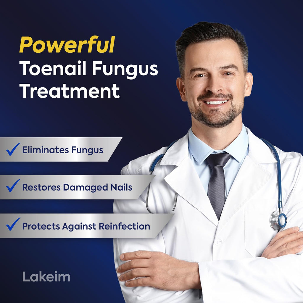 Lakeim Toenail Fungus Treatment Extra Strength - 2 Bottles + 14 Patches (25% Undecylenic Acid + Tea Tree)