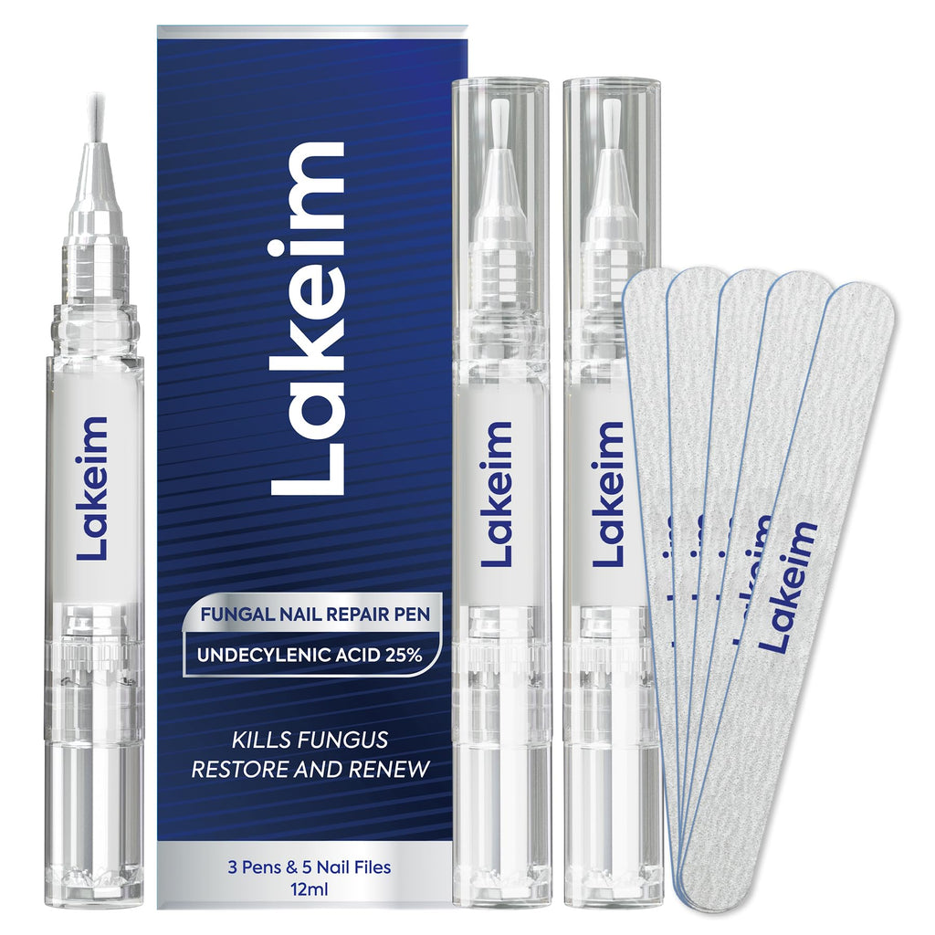 Lakeim Toenail Fungus Treatment Extra Strength – 25% Undecylenic Acid & Tea Tree Oil (3 Pens + 5 Files)