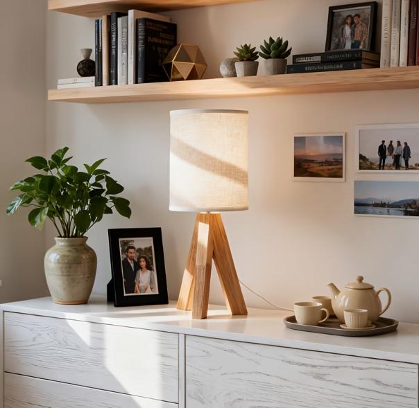 Wooden Art Table Lamp – Warm Ambient Lighting for Modern Interiors