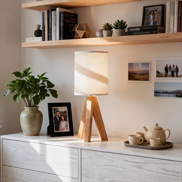 Wooden Art Table Lamp – Warm Ambient Lighting for Modern Interiors