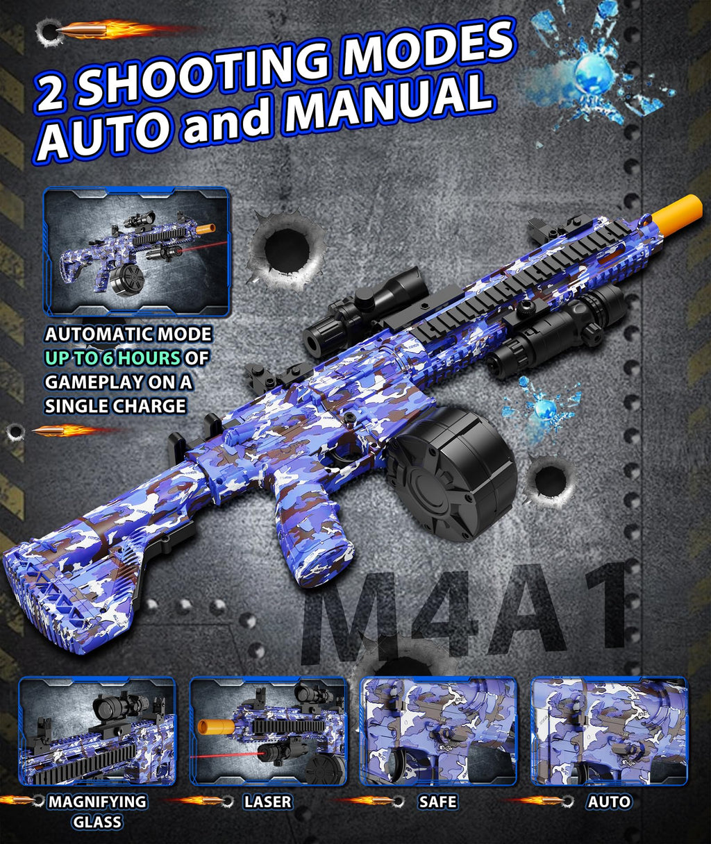 LAN ZHANG GUI Electric Gel Ball Blaster – High Speed 400–600rpm, 80–100ft Range, Goggles Included