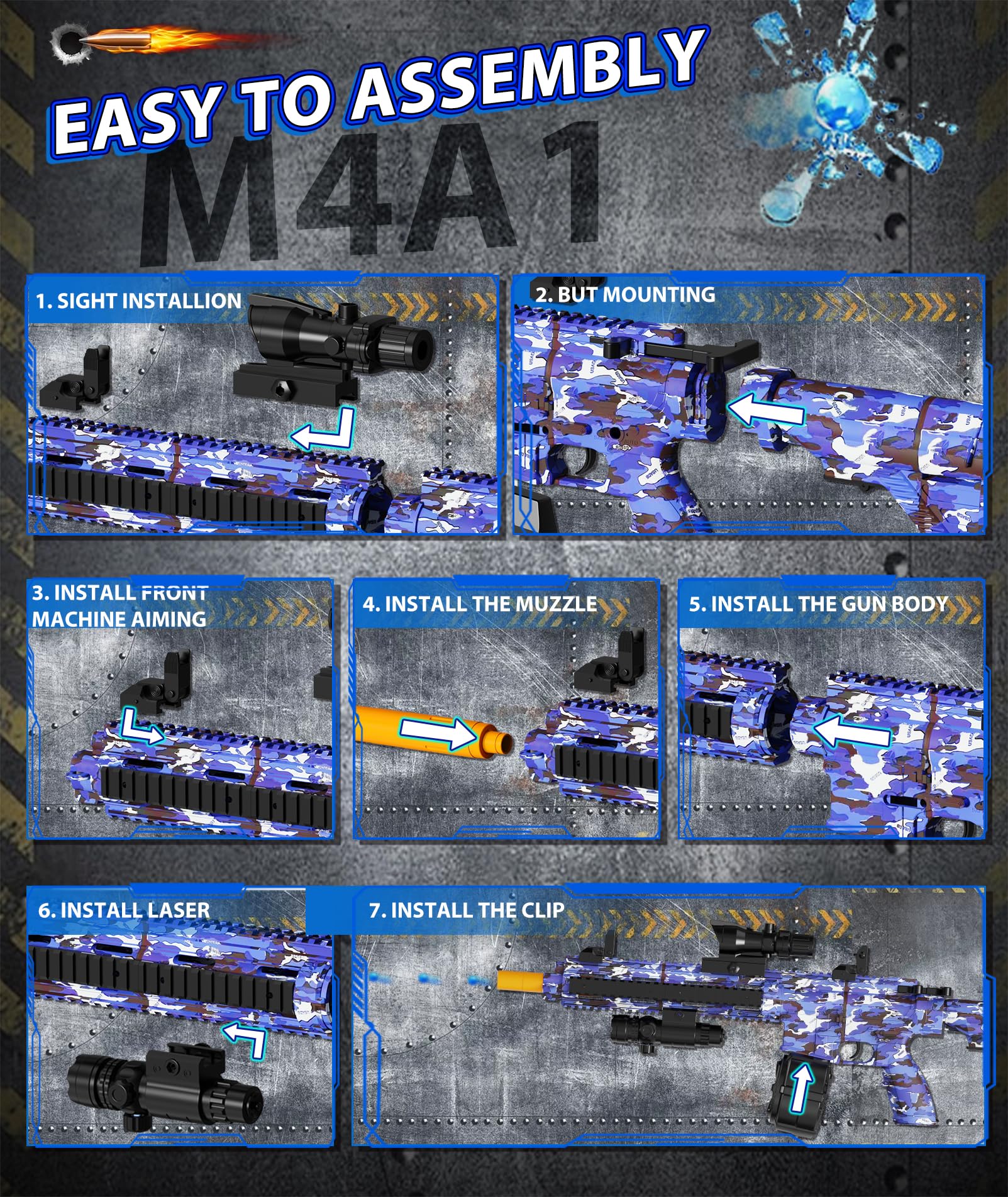 LAN ZHANG GUI Electric Gel Ball Blaster – High Speed 400–600rpm, 80–100ft Range, Goggles Included