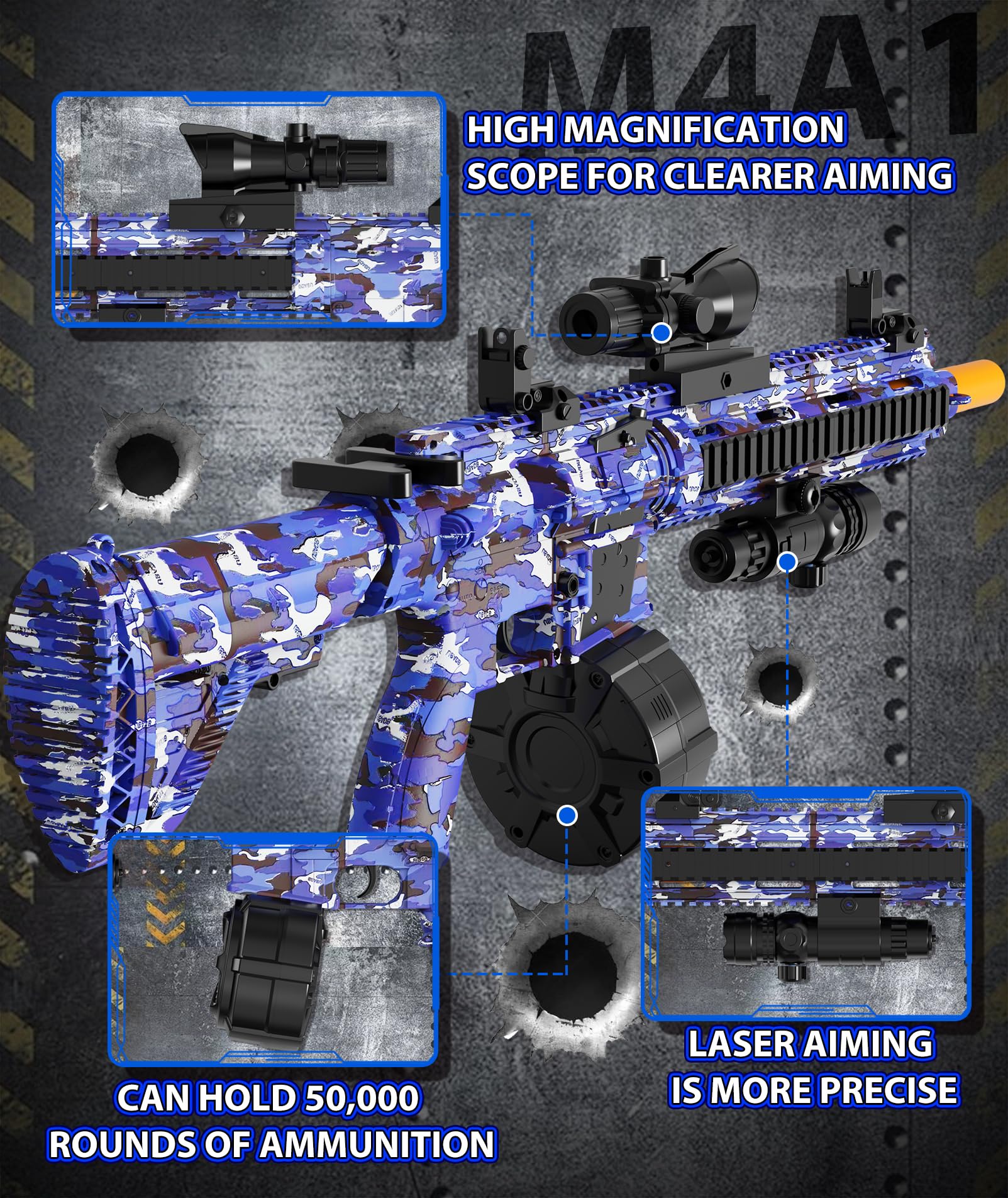 LAN ZHANG GUI Electric Gel Ball Blaster – High Speed 400–600rpm, 80–100ft Range, Goggles Included