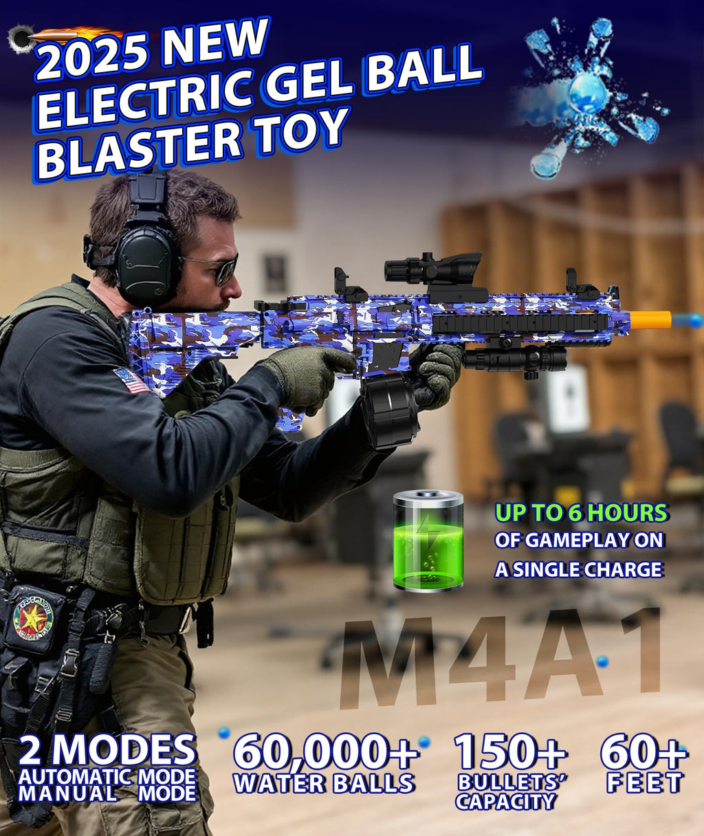 LAN ZHANG GUI Electric Gel Ball Blaster – High Speed 400–600rpm, 80–100ft Range, Goggles Included