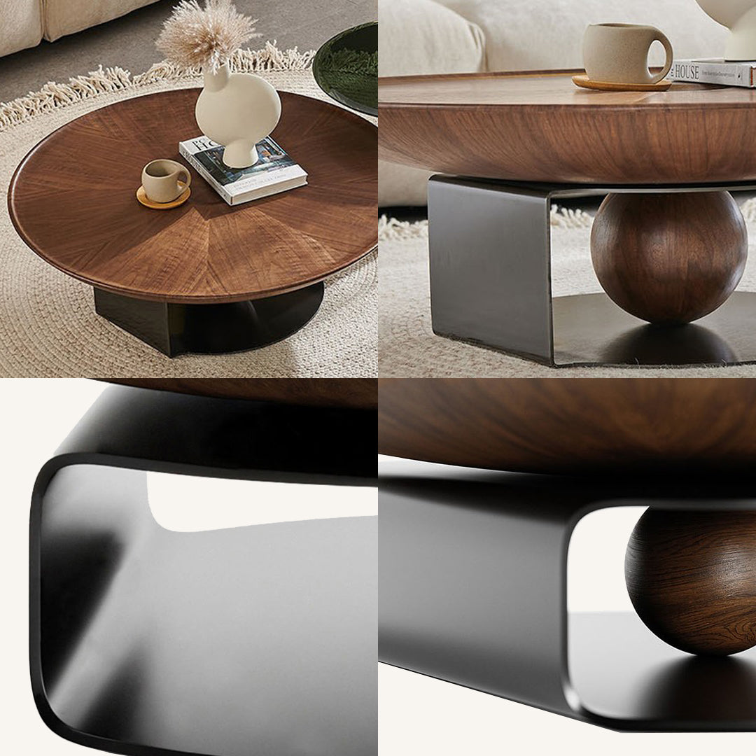 Ian Round Coffee Table Set, Solid Wood