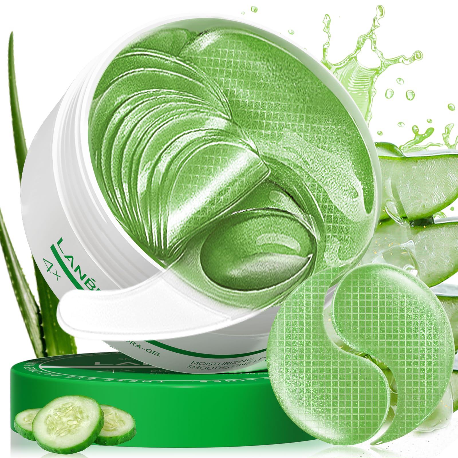 LANBENA Aloe Vera Under Eye Patches – Hydration, Brightening & Puffiness Reduction (30 Pairs)
