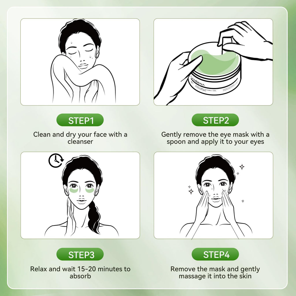 LANBENA Aloe Vera Under Eye Patches – Hydration, Brightening & Puffiness Reduction (30 Pairs)