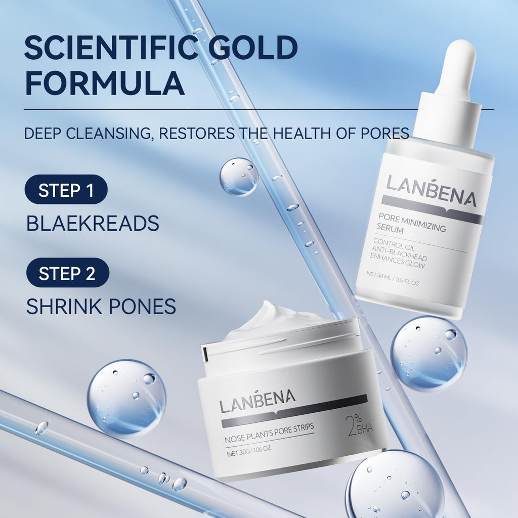LANBENA 3 in 1 Blackhead Removal Set — Pore Strips, Serum & Removal Papers