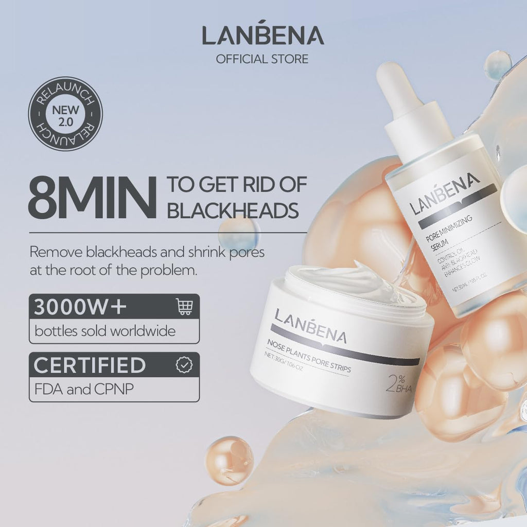 LANBENA 3 in 1 Blackhead Removal Set — Pore Strips, Serum & Removal Papers