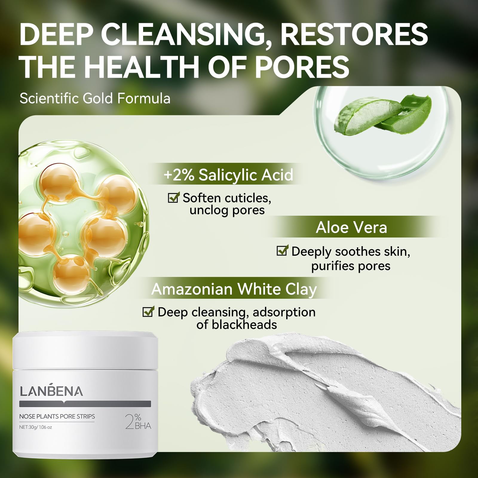 LANBENA 3-in-1 Blackhead Removing Set | Pore Strips, Serum & Papers