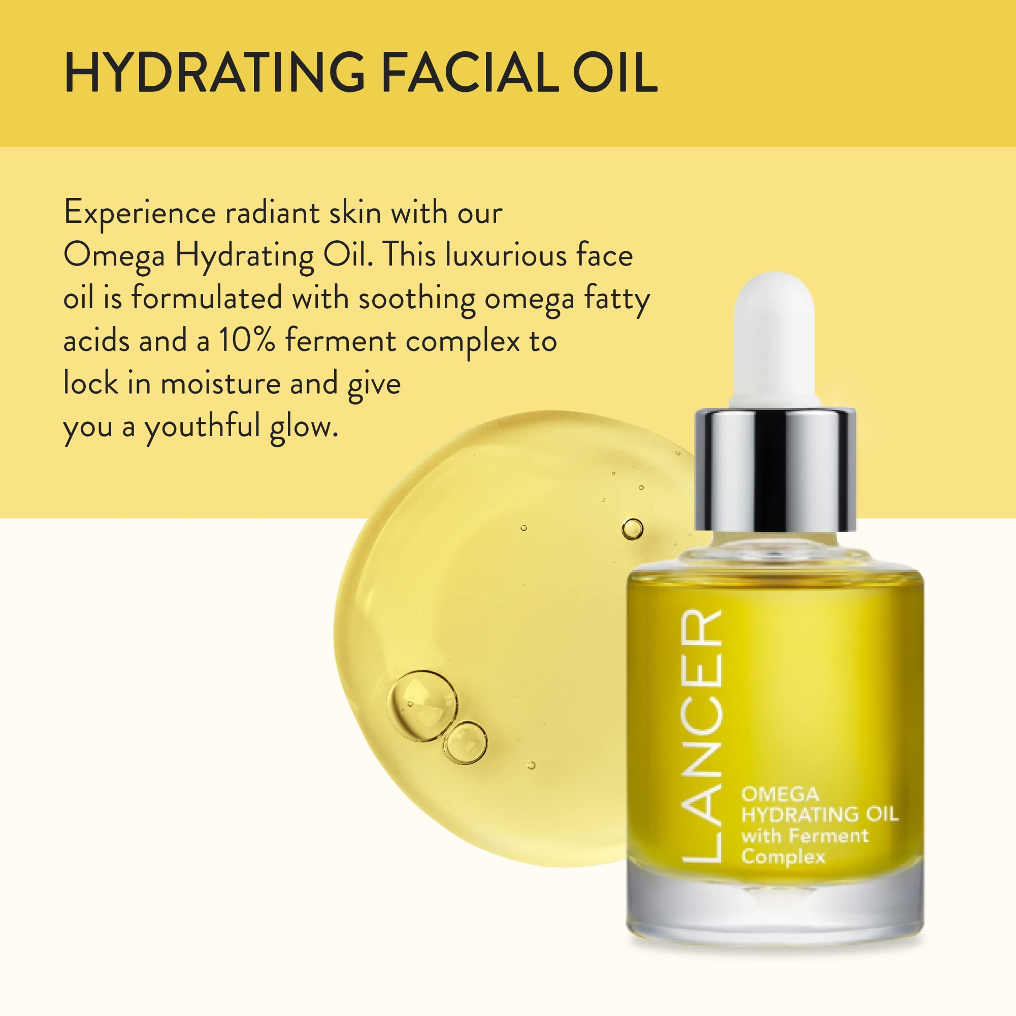 Lancer Omega Hydrating Oil with Ferment Complex & Turmeric – Daily Facial-Oil Serum 1 oz