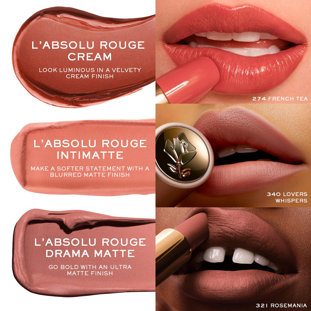 Lancôme L’Absolu Rouge Drama Matte Lipstick 338 – Ultra Matte Finish, 8HR Color, Ceramides & Hyaluronic Acid