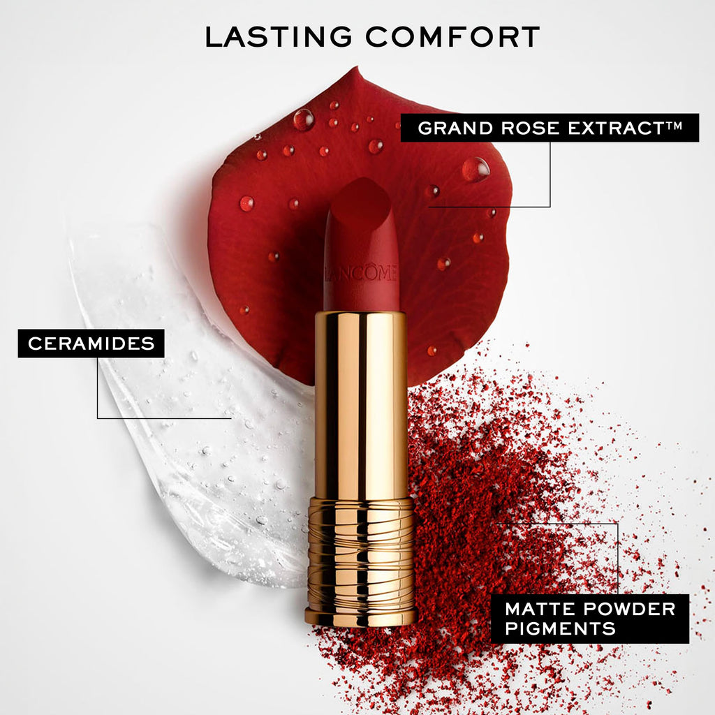 Lancôme L’Absolu Rouge Drama Matte Lipstick – Ultra Matte, 8HR Color (Code 318)