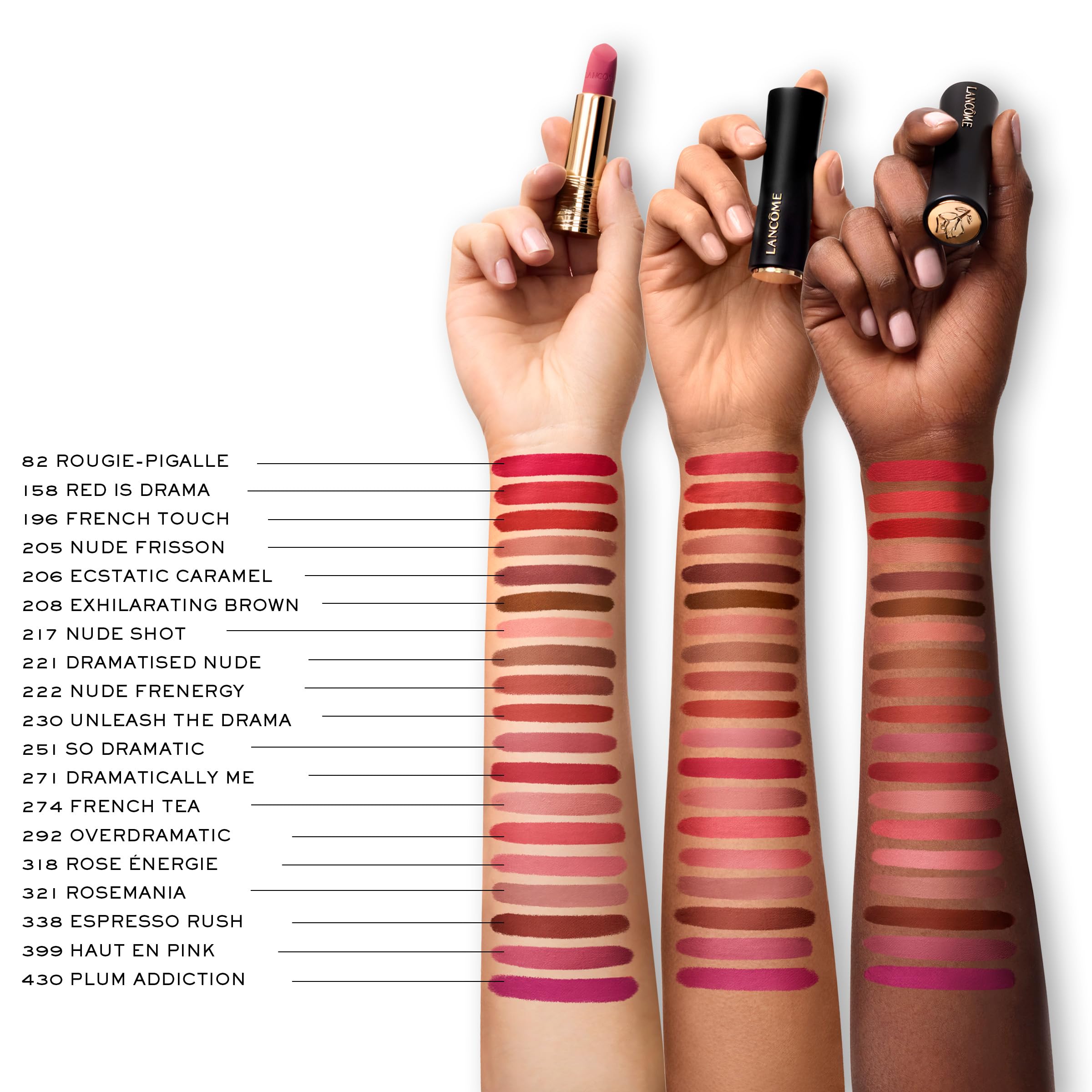 Lancôme L'Absolu Rouge Drama Matte Lipstick 206 – Ultra Matte Finish, 8HR Color, Hydration