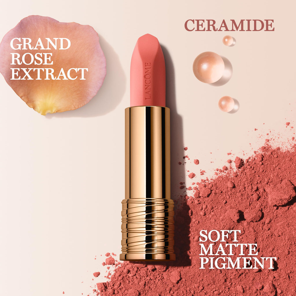 Lancôme L'Absolu Rouge Intimatte Hydrating Matte Lipstick – Buildable Color, Soft Matte Finish, 12H Comfort