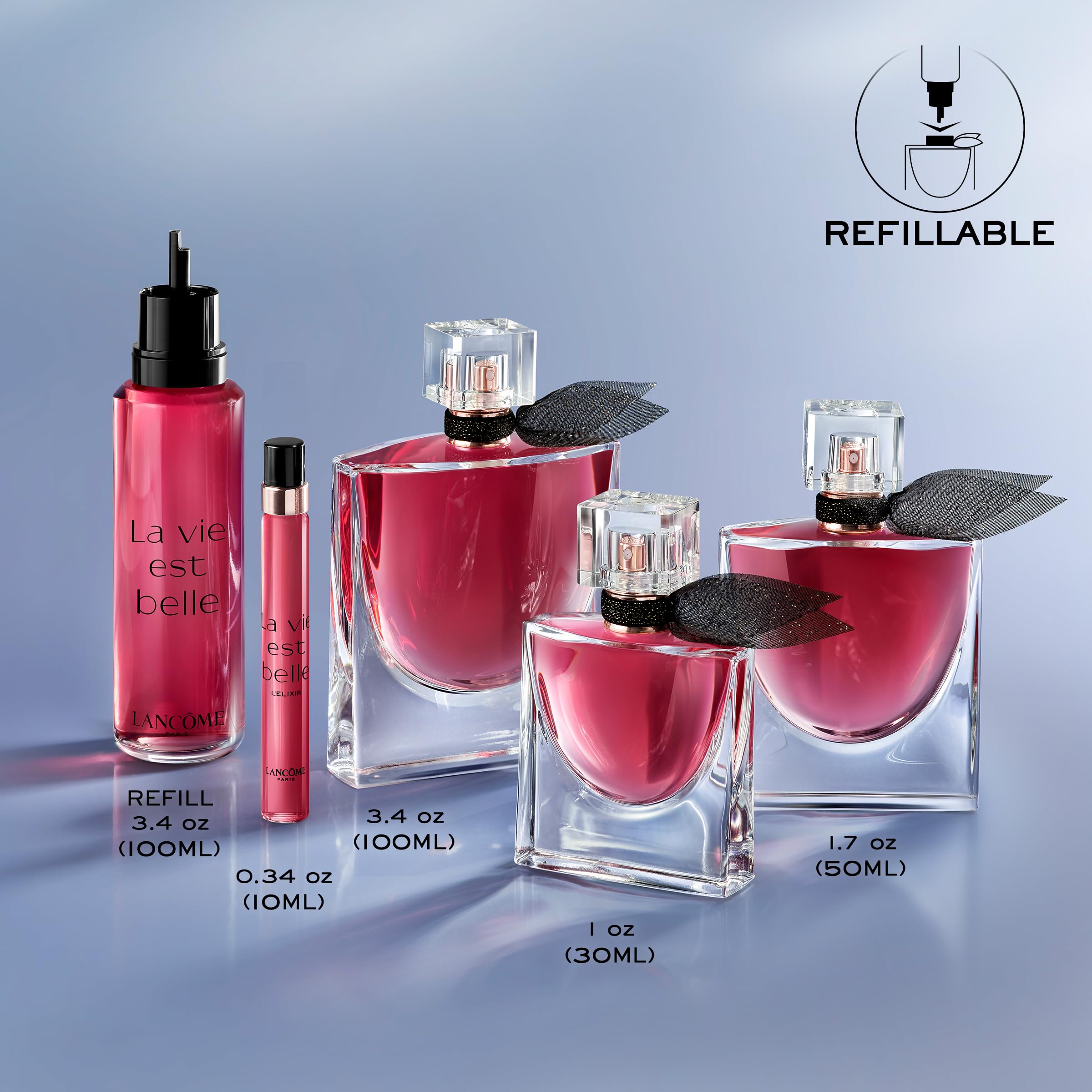 Lancôme La Vie Est Belle L'Elixir EDP – Long-Lasting Floral Fragrance with Raspberry & Cocoa Butter (0.34 oz Travel Size)