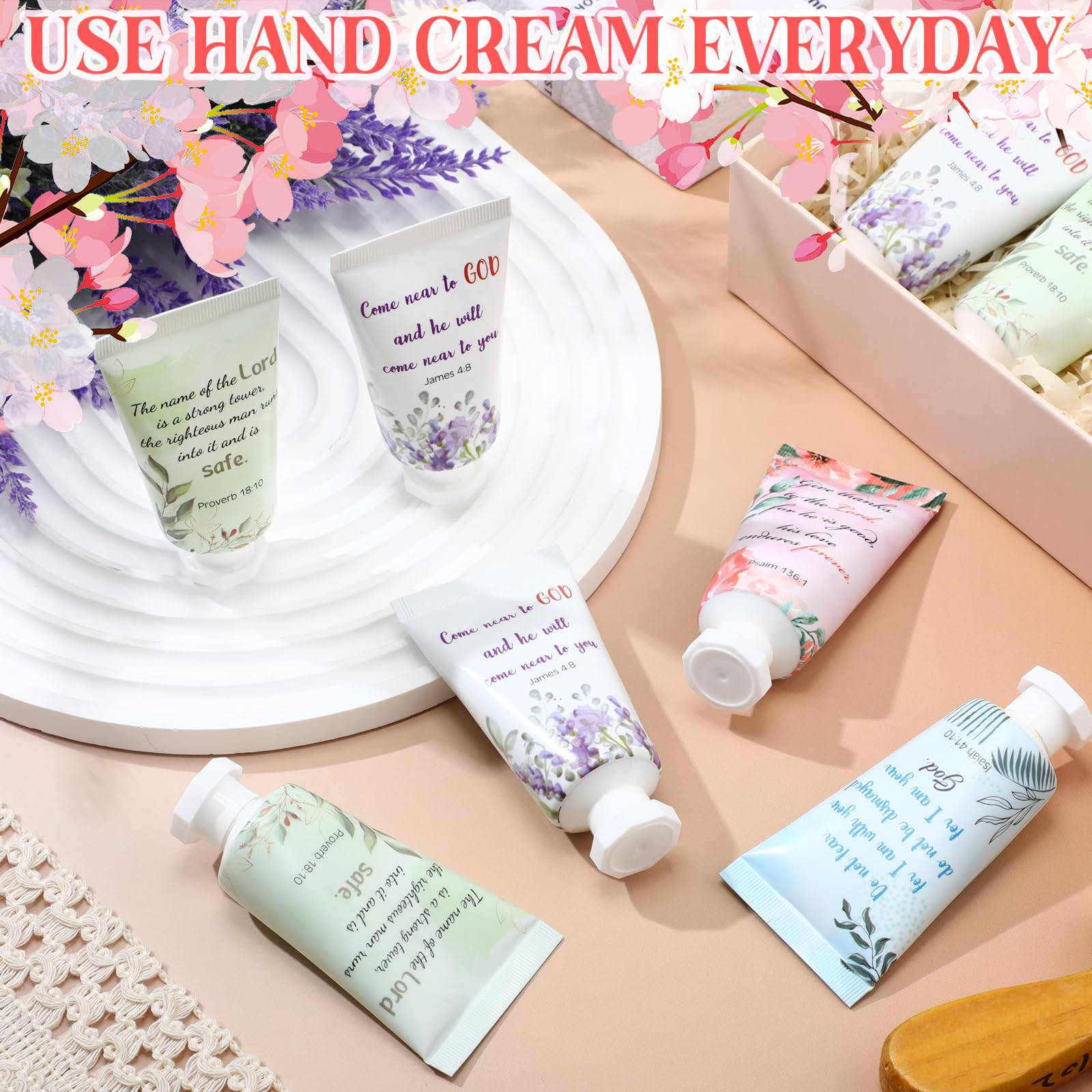 Landhoow 72-Pack Christmas Christian Hand Cream Gift Set | Bible Verse Lotion for Women