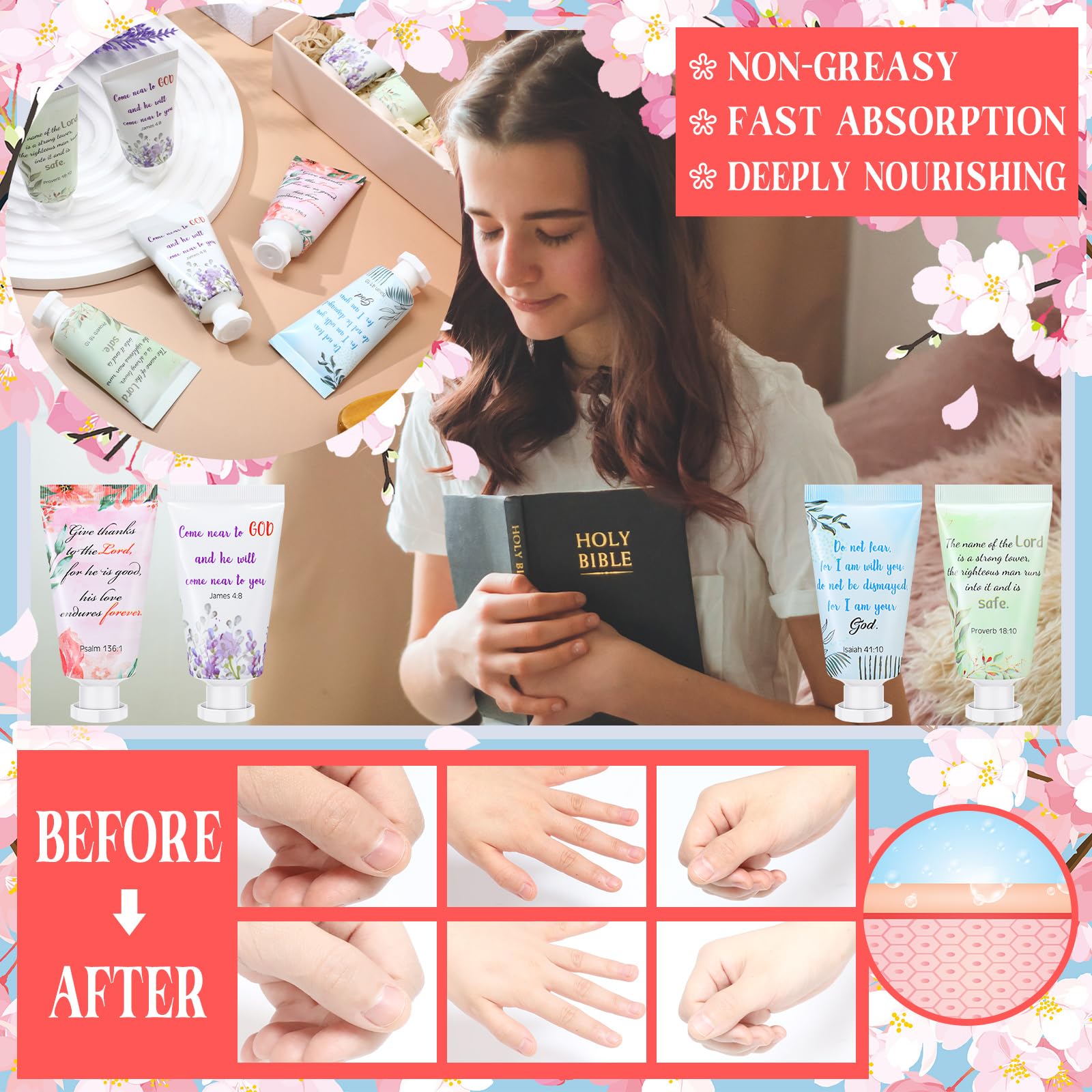 Landhoow 72-Pack Christmas Christian Hand Cream Gift Set | Bible Verse Lotion for Women