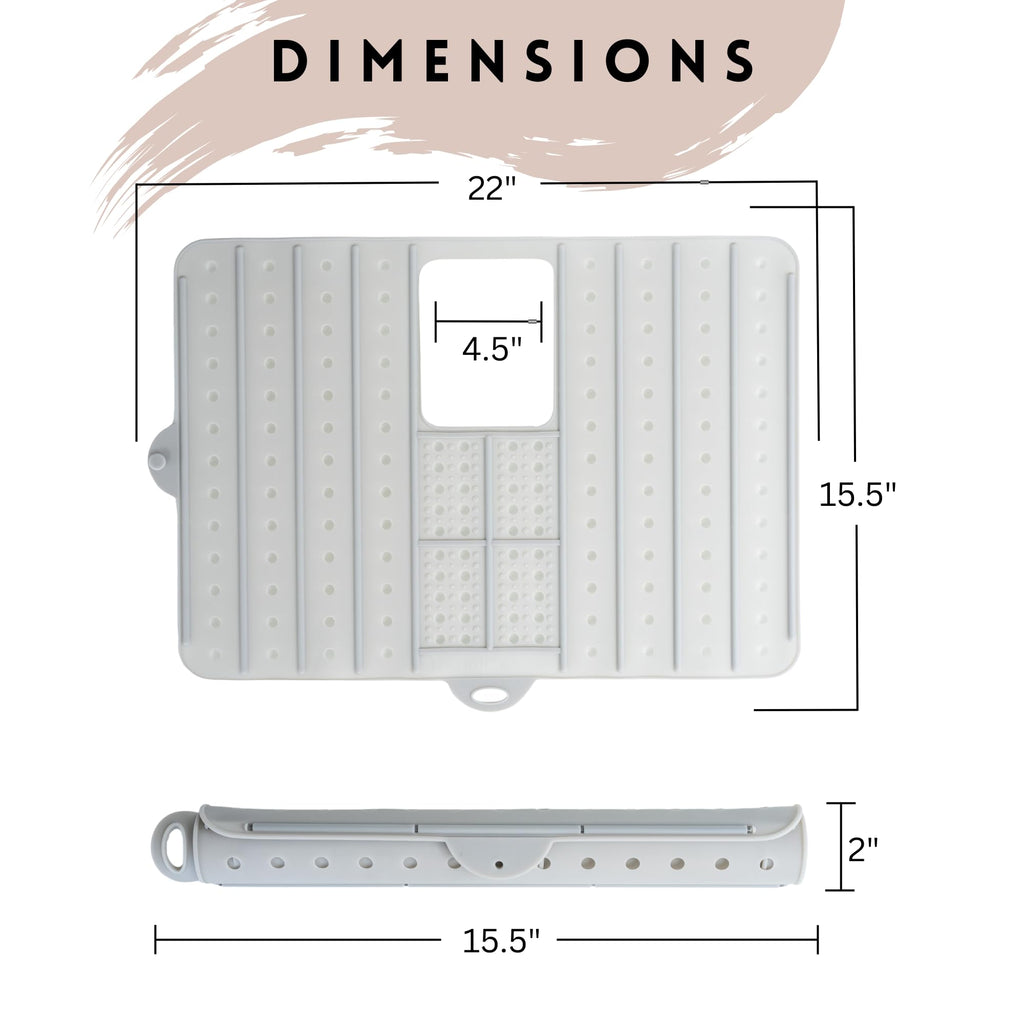 Landora and Leaf Sink Cover – Heat-Resistant Silicone Makeup Mat for Counter Space (Dishwasher Safe)