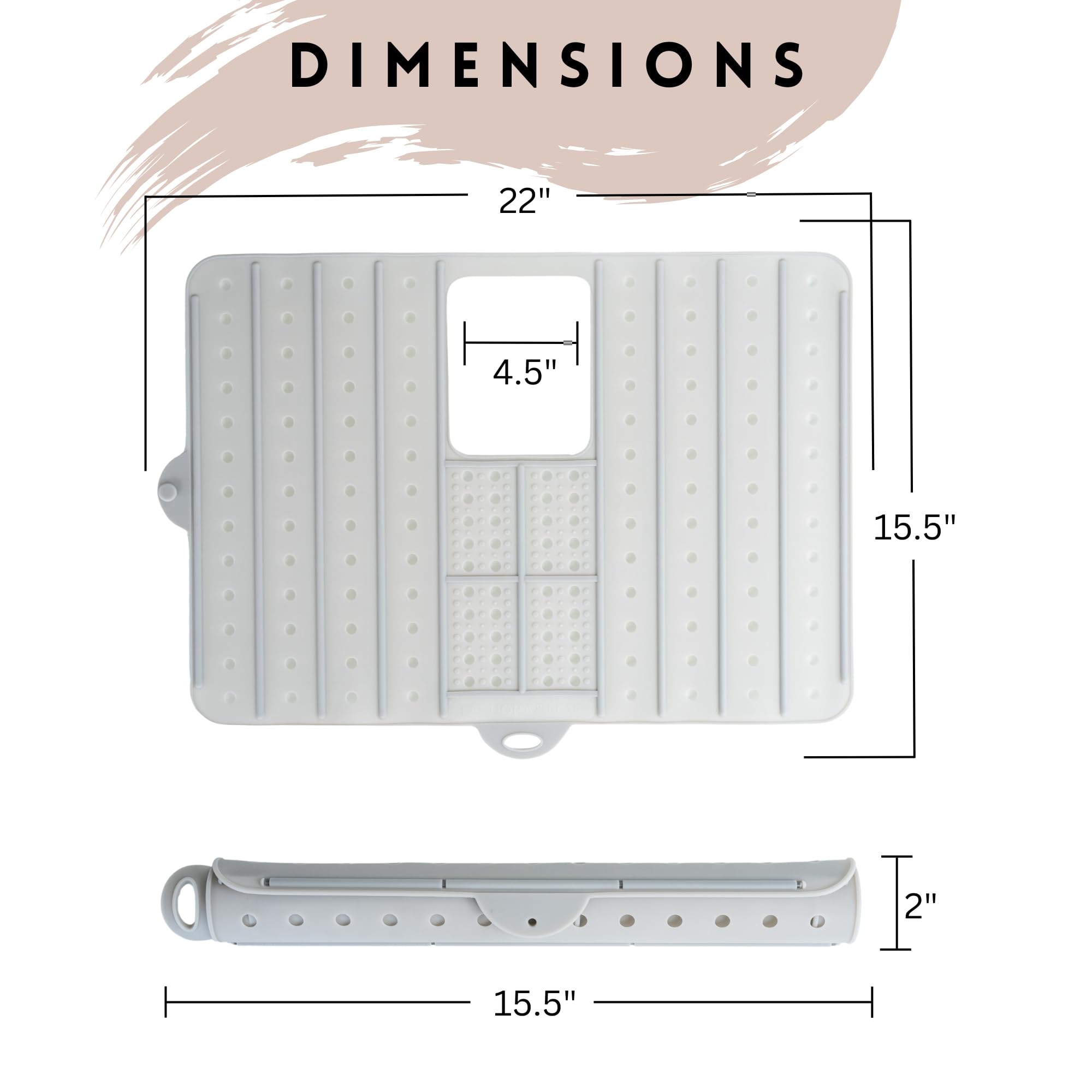 Landora and Leaf Sink Cover – Heat-Resistant Silicone Makeup Mat for Counter Space (Dishwasher Safe)