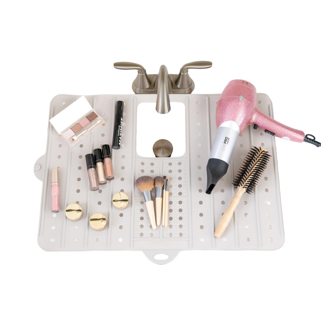Landora and Leaf Sink Cover – Heat-Resistant Silicone Makeup Mat for Counter Space (Dishwasher Safe)