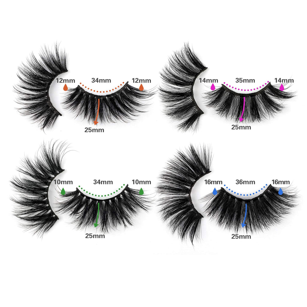 Lanflower 25mm Dramatic Volume Lashes – 20 Pairs, 4 Styles, Wholesale Bulk