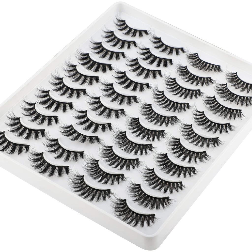LANFLOWER Natural 3D Faux Mink Lashes Pack – 20 Pairs, 2 Styles, Handmade