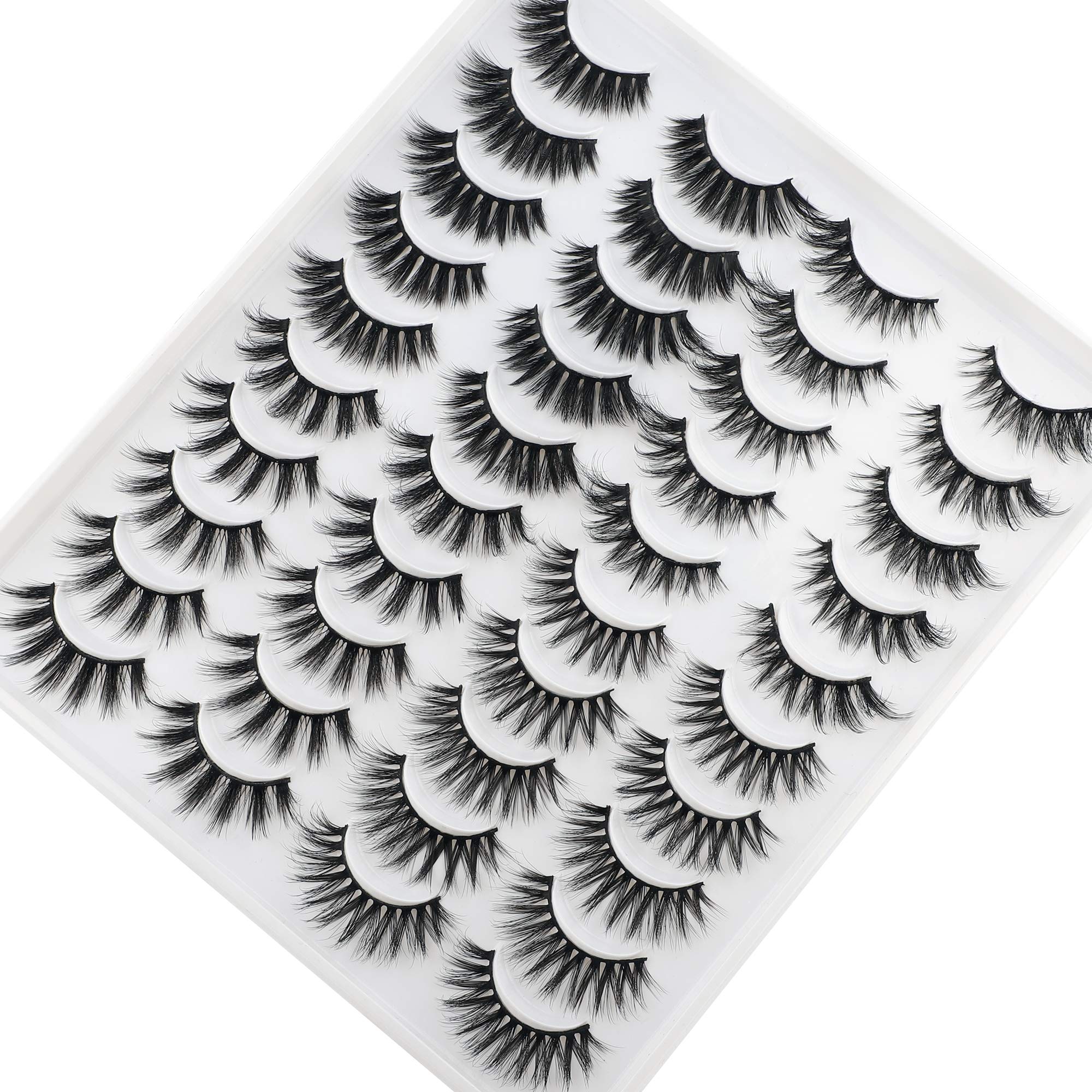 LANFLOWER False Eyelashes 20 Pairs – 4 Styles Fluffy, Long, Dramatic
